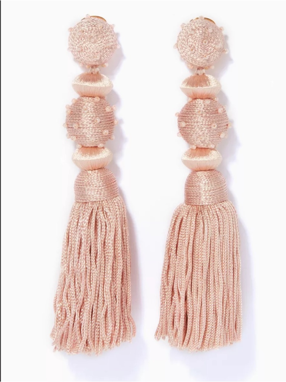 Oscar de la Renta Pink Dot Ball Tassel Earrings - Picture 6 of 16
